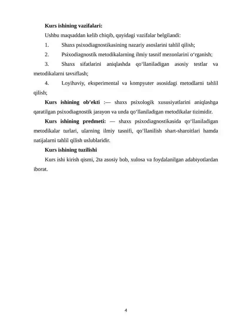 "SHAXS SIXODIOGNOSTIKASIDA QO'LLANILADIGAN METODIKALAR TASNIFI" 4