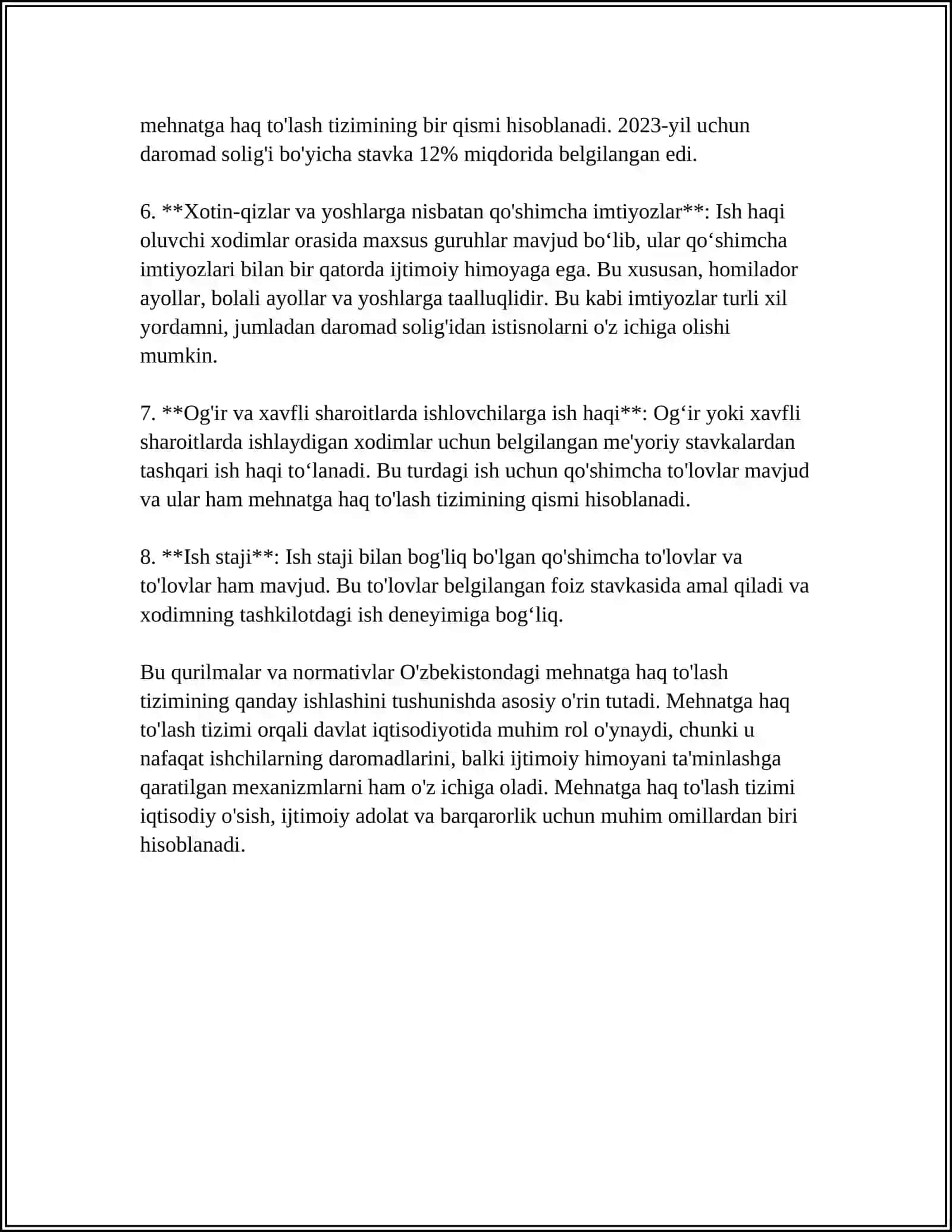 MUSTAQIL ISH Mavzu: MEHNATGA HAQ TULASHNI TARTIBGA SOLISH 4