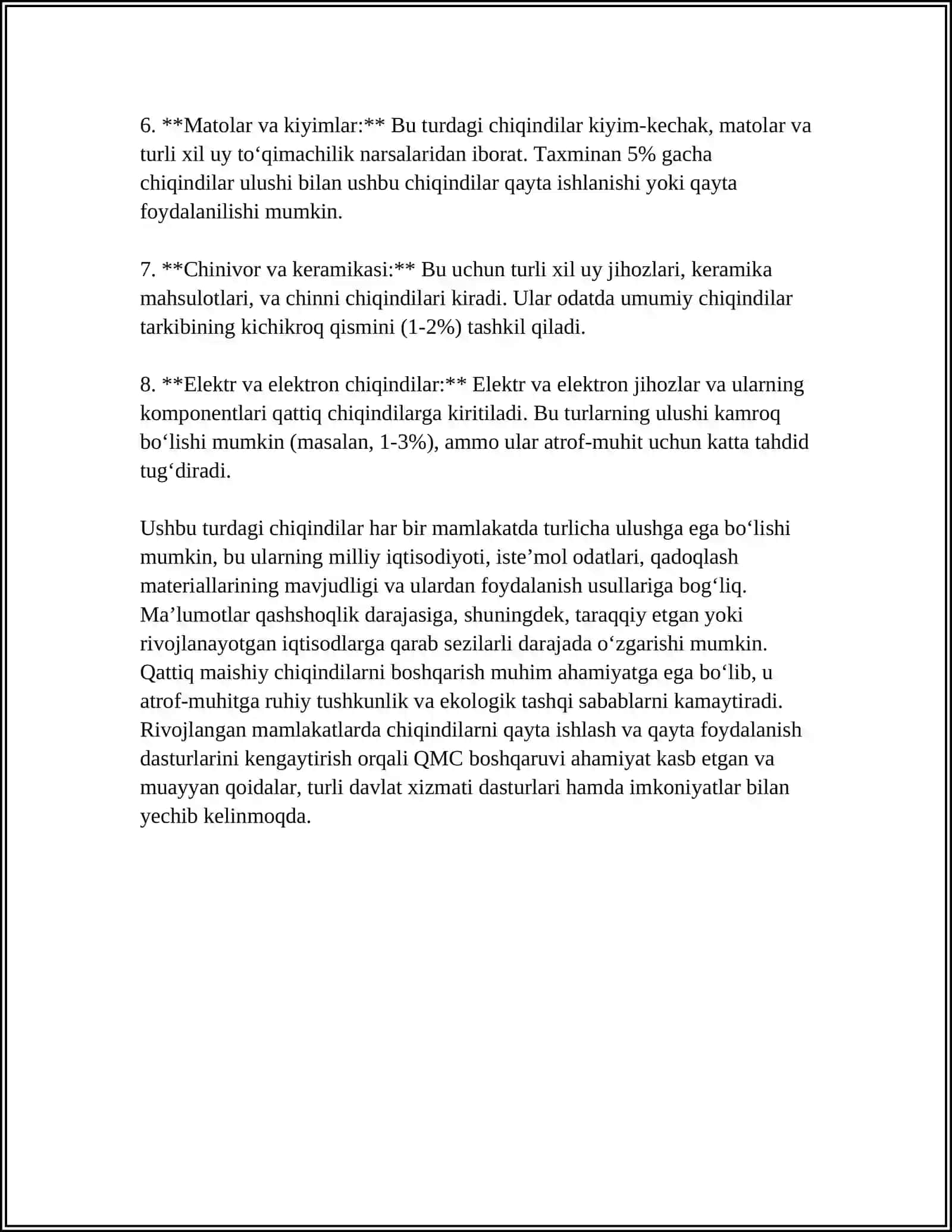 MUSTAQIL ISH Mavzu: QATTIQ MAISHIY CHIQINDILARNI YONISH XUSUSIYATLARI 4