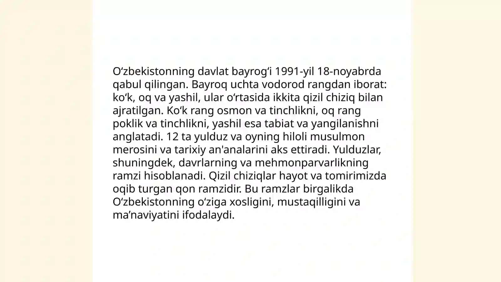 O‘zbekiston Respublikasining Davlat Bayrog‘i 4