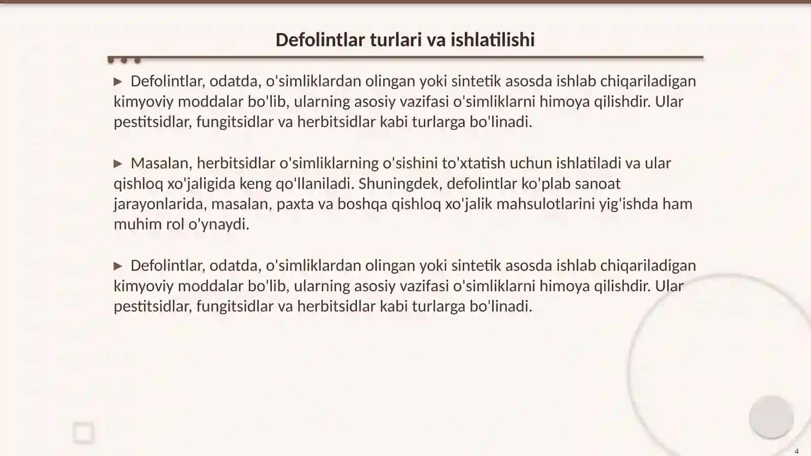 Suvda eriydigan polimerlar asosida defolintlar olish imkoniyatlari 4