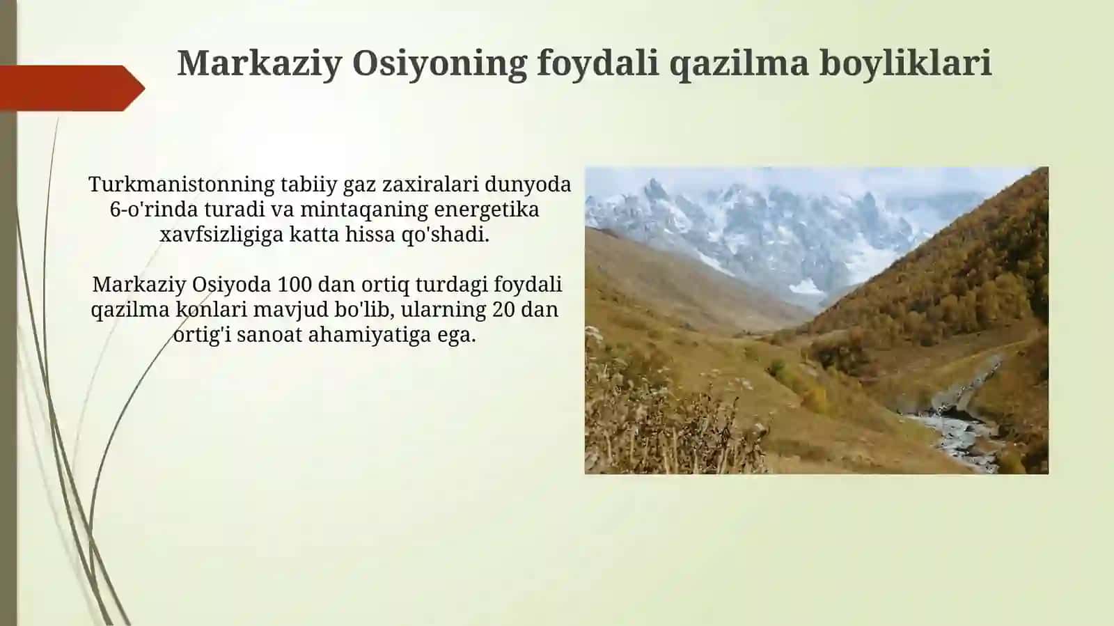 Markaziy Osiyoning tabiiy sharoiti va foydali qazilmalari 4