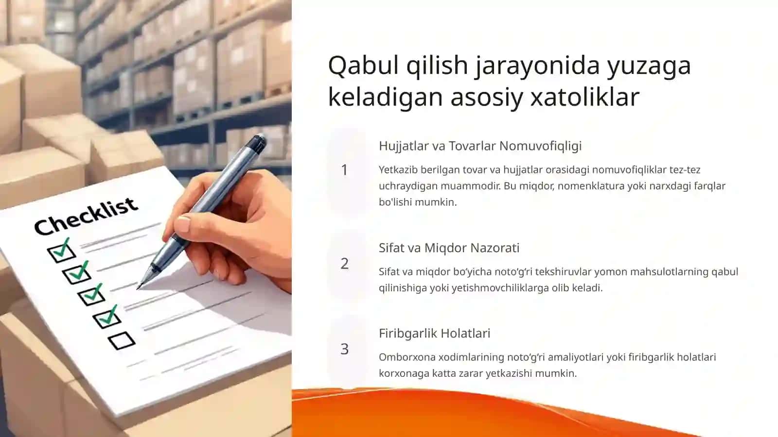 Tovar moddiy zaxiralarini qabul qilish va hisobga olish to‘g‘riligini tekshirish 4