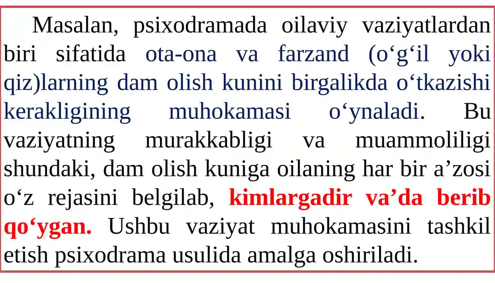 PSIXODRAMA GURUHIY FAOLIYATNING TURLI KO'RINISHI SIFATIDA 4