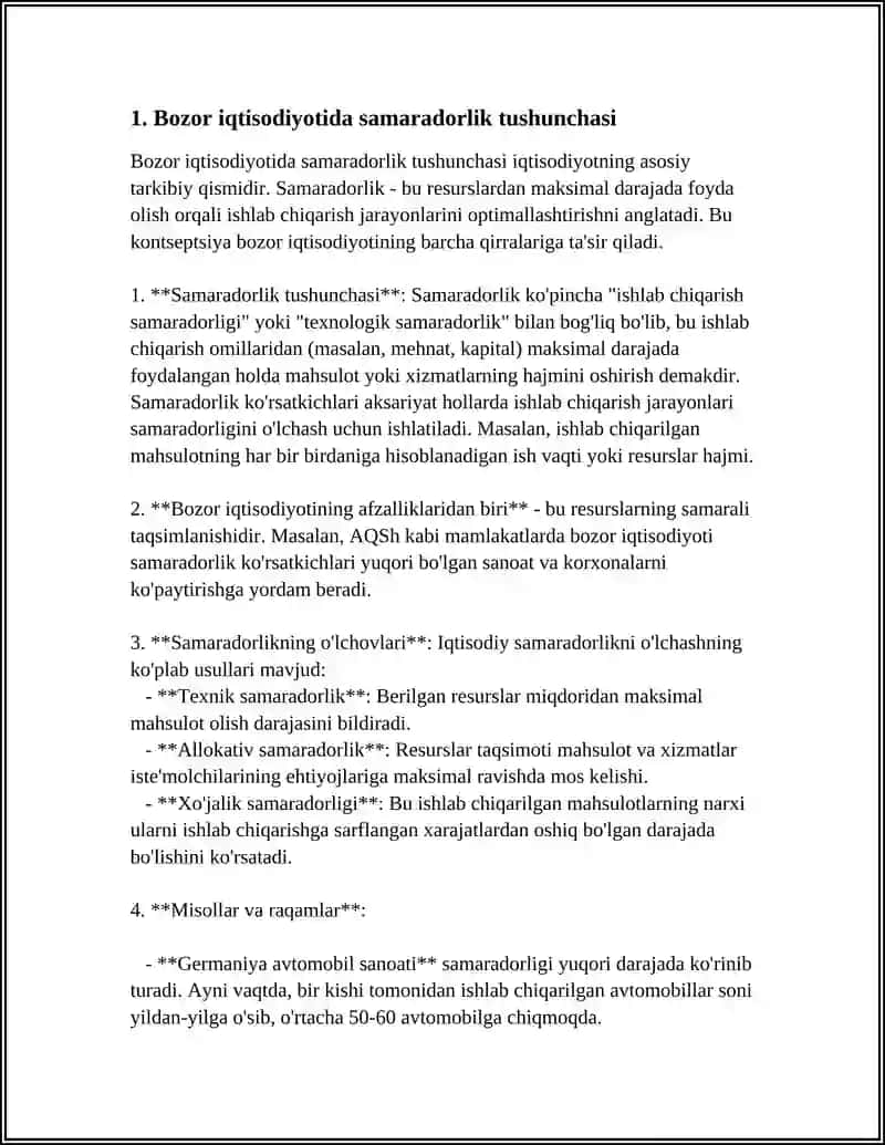 BOZOR IQTISODIYOTIDA SAMARADORLIK MUAMMOLARI 4