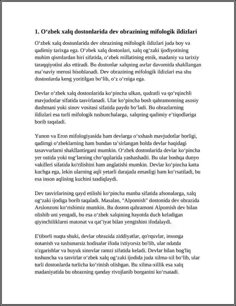 O‘ZBEK XALQ IJODIDA DEV OBRAZINING MIFOLOGIK ASOSLARI VA BADIIY TALQINI 4