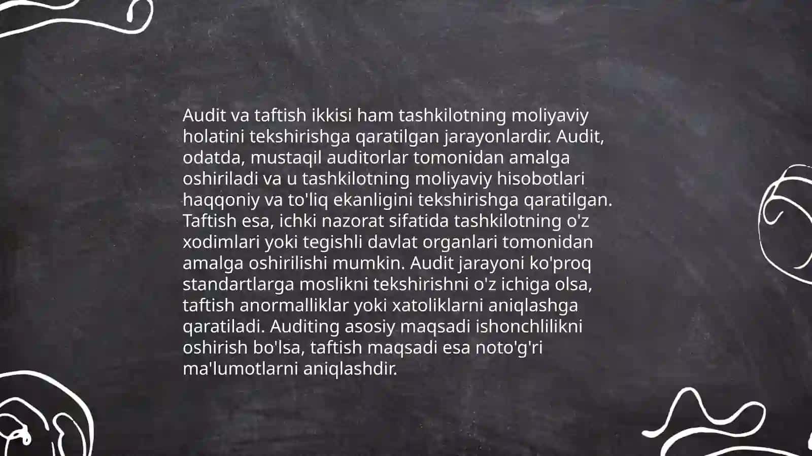 Audit va taftish o’zaro bogliqligi va farqlari 4