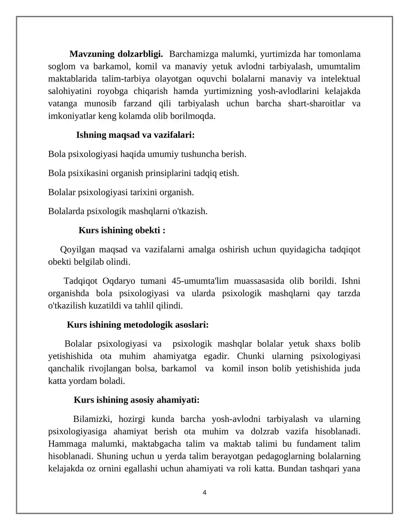 MAKTABGACHA TA'LIM MUASSASALARIDA BOLALAR UCHUN PSIXOLOGIK MASHQLARNING AHAMIYATI 4