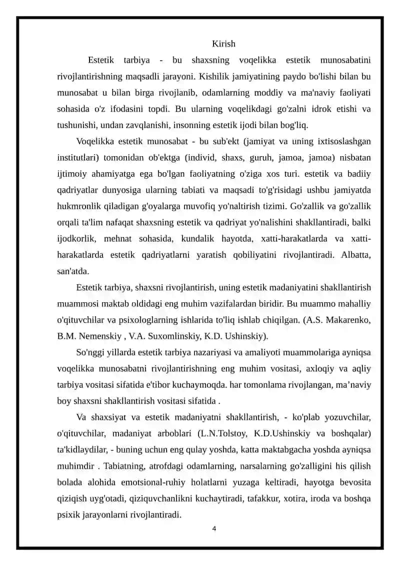 MAKTABGA TAYYORLOV (6YOSHDAN 7 YOSHGACHA ) GURUHDAGI BOLALARNING ESTETIK TARBIYASINI RIVOJLANISHIDAGI O‘ZIGA XOSLIGI 4