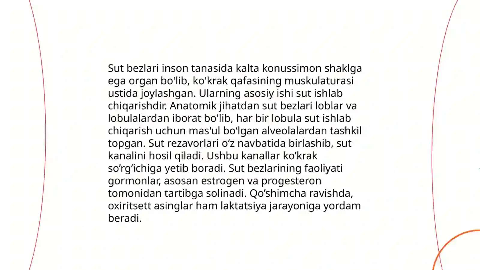 Sut bezlari gistogenezi va gistofiziologiyasi. Laktatsiya jarayonining neyrogumoral mexanizmlari 4