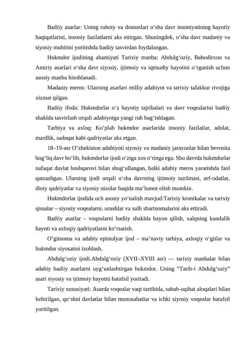 18 19 ASR ADABIYOTIDA HUKMDORLAR IJODI O'RNI.ABDULGOZIY BAHODIRXON VA AMIRIY 4