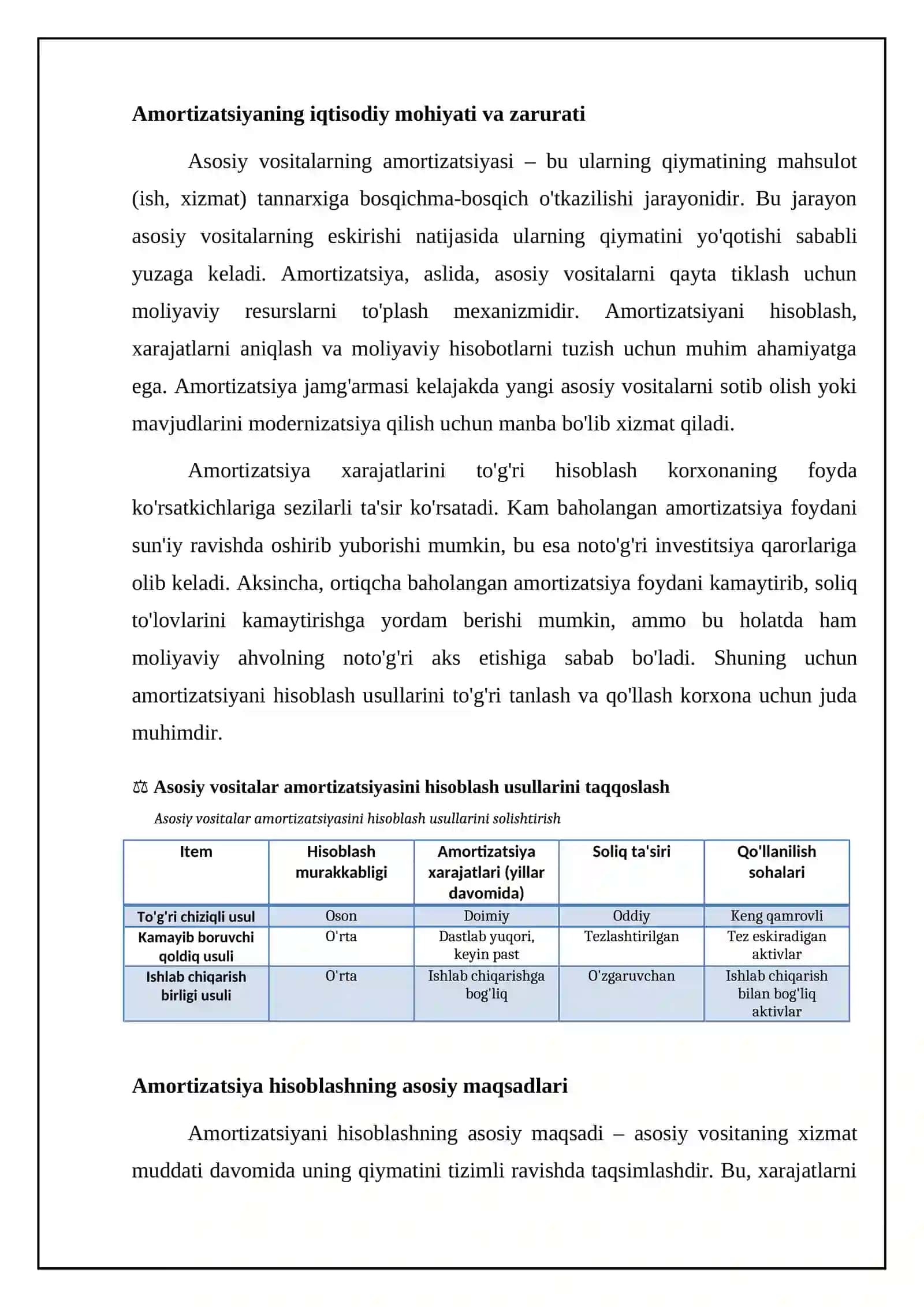 Asosiy vositalarga amortizatsiya hisoblash usullari va tartibi 4