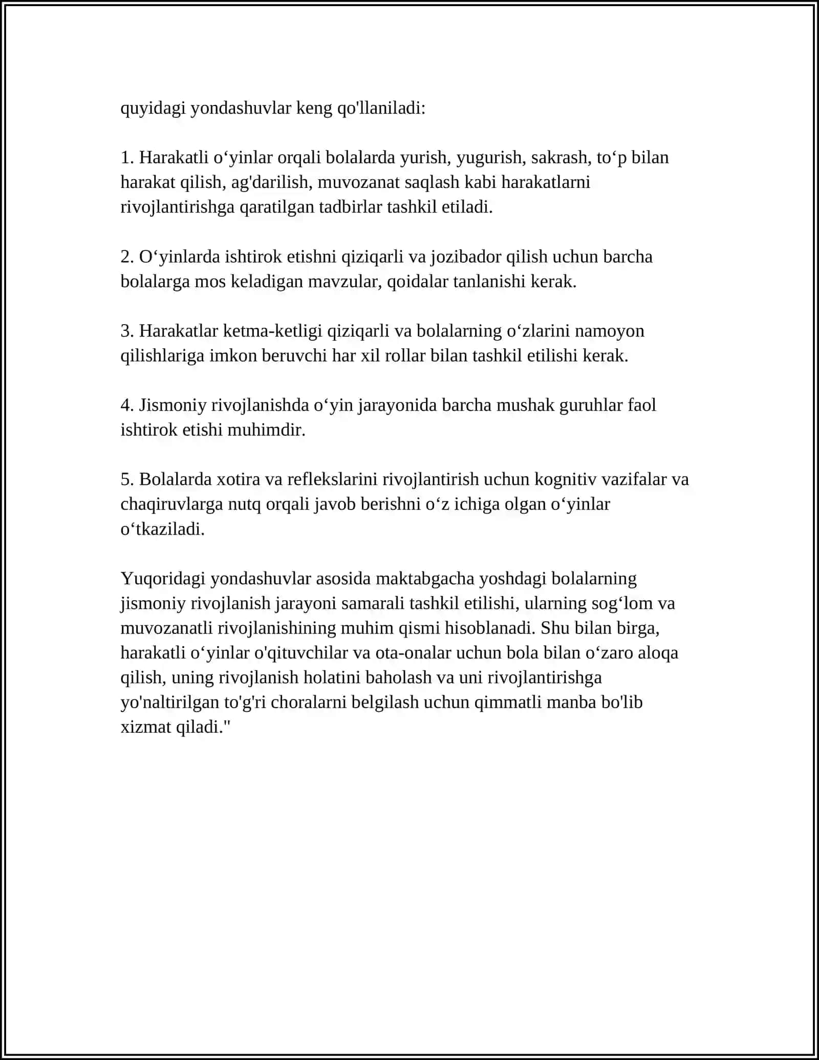 MAKTABGACHA TAʼLIMDA HARAKATLI OʻYINLAR REFERAT 4