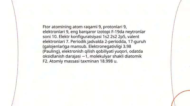 17-guruh elementlari. Ftor, xlor ularning birikmalari va xossalari 4