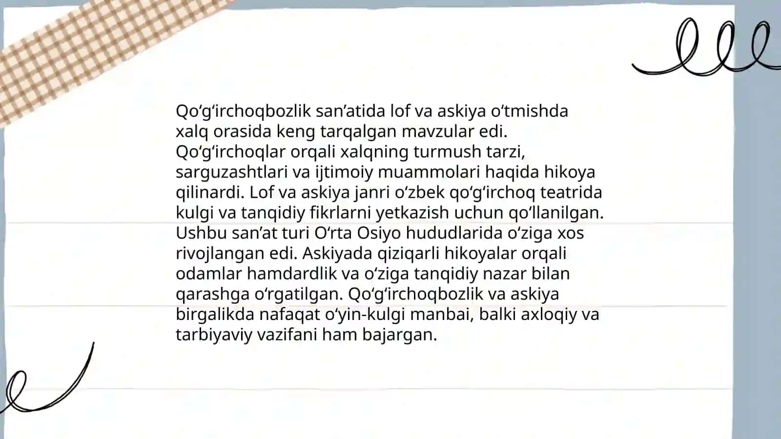 Qo’g’irchoqbozlik intermediyalarni lof va askiyalarni ijro qilish 4