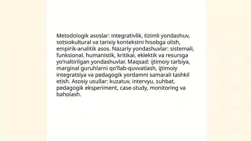 Ijtimoiy pedagogika va ijtimoiy pedagogikani metadologik asoslari 4