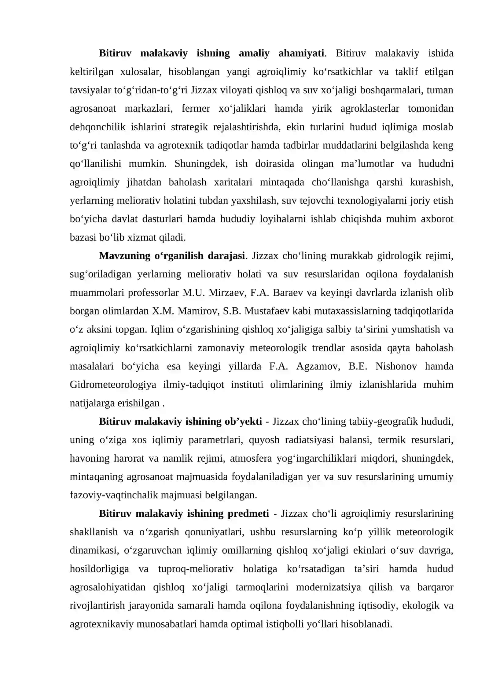JIZZAX CHO‘LINING AGROIQLIMIY RESURSLARI VA ULARDAN QISHLOQ XO‘JALIGIDA SAMARALI FOYDALANISH ISTIQBOLLARI 4
