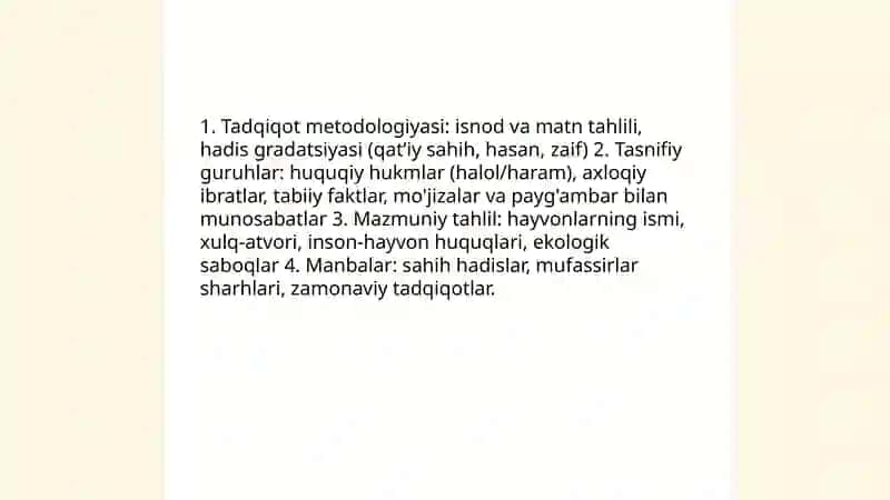 "Hadis"larda tabiatga oid bandlarni o'rganish va tahlil qilish 4