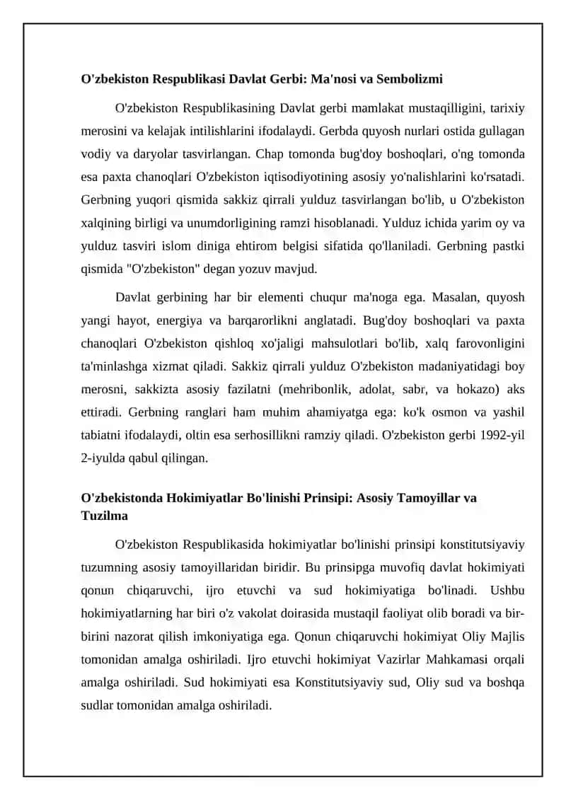 O'zbekiston Respublikasining Milliy Ramzlari 4