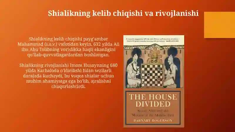 Islom dinida asosiy yoʻnalishlar sunʼiylik shialik xorijiylik 4