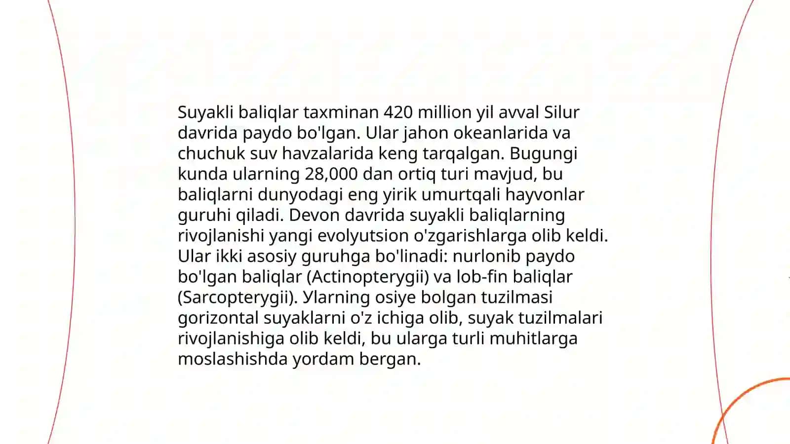 Suyakli baliqlarning kelib chiqishi evolyutsiyasi va sistematikasi 4