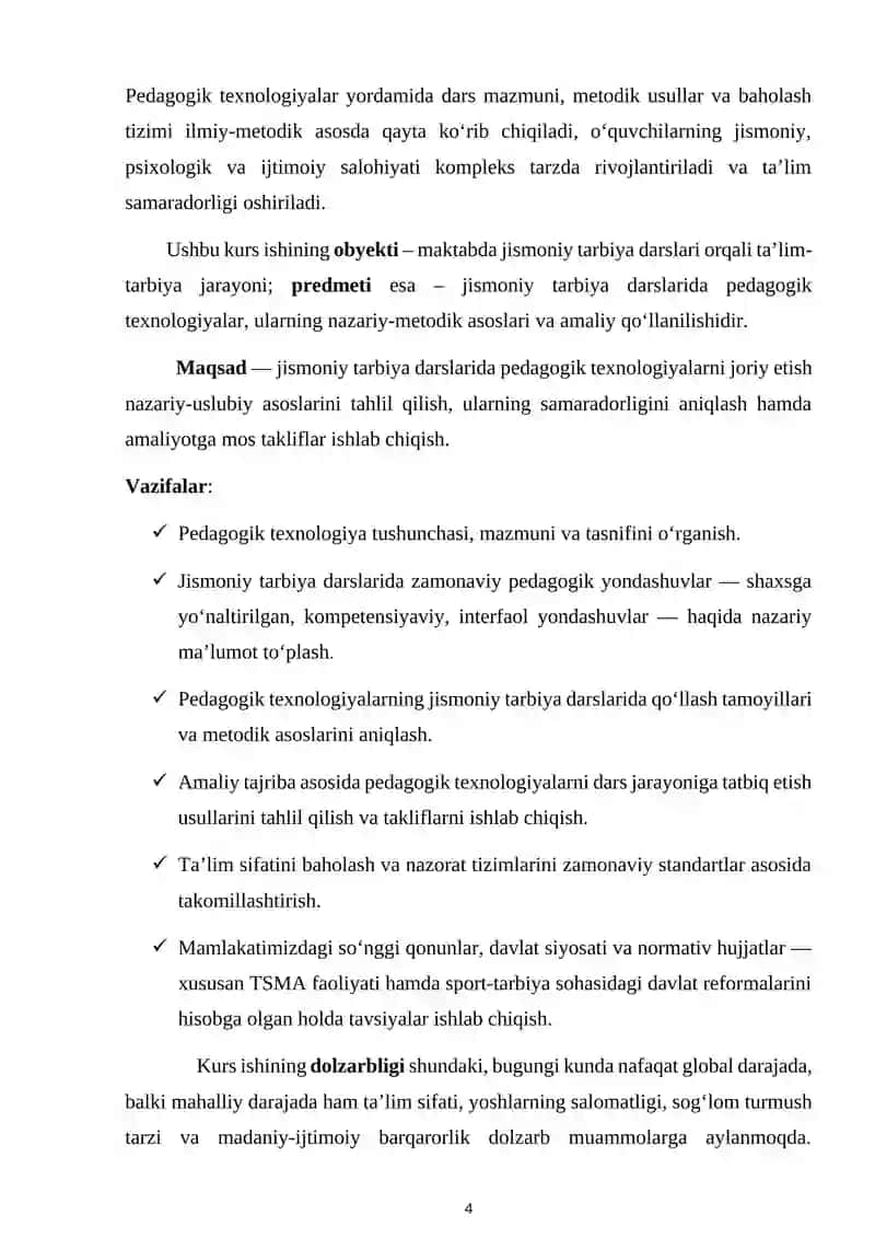 Jismoniy madaniyat nazariyasi va metodikasi kurs ishi 4