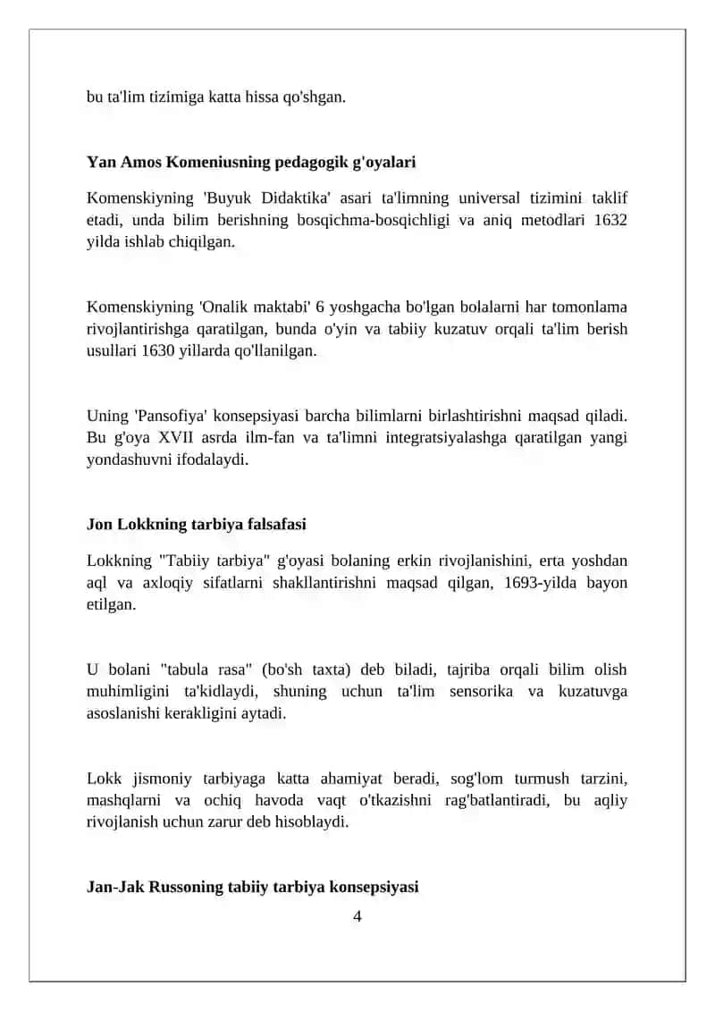XVII-XIX asrning birinchi yarmida tarbiya, maktab va pedagogik fikrlar 4