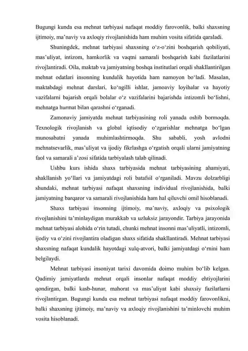 SHAXS TARBIYASIDA MEHNAT TARBIYASINING O‘RNI 4