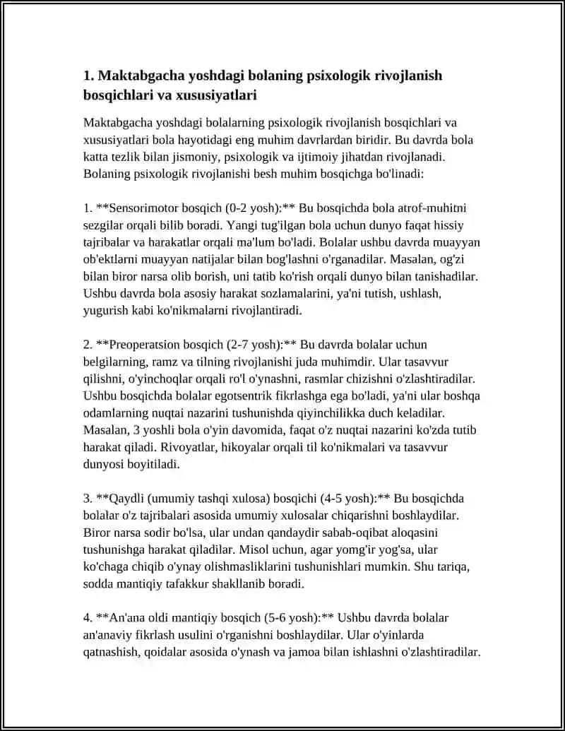 MAKTABGACHA YOSHDAGI BOLALARNING YOSHGA DOIR PEDAGOGIK VA PSIXOLOGIK XUSUSIYATLARI VA ULARNING BOLA SOG'LOM RIVOJLANISHIDAGI AHAMIYATI 4
