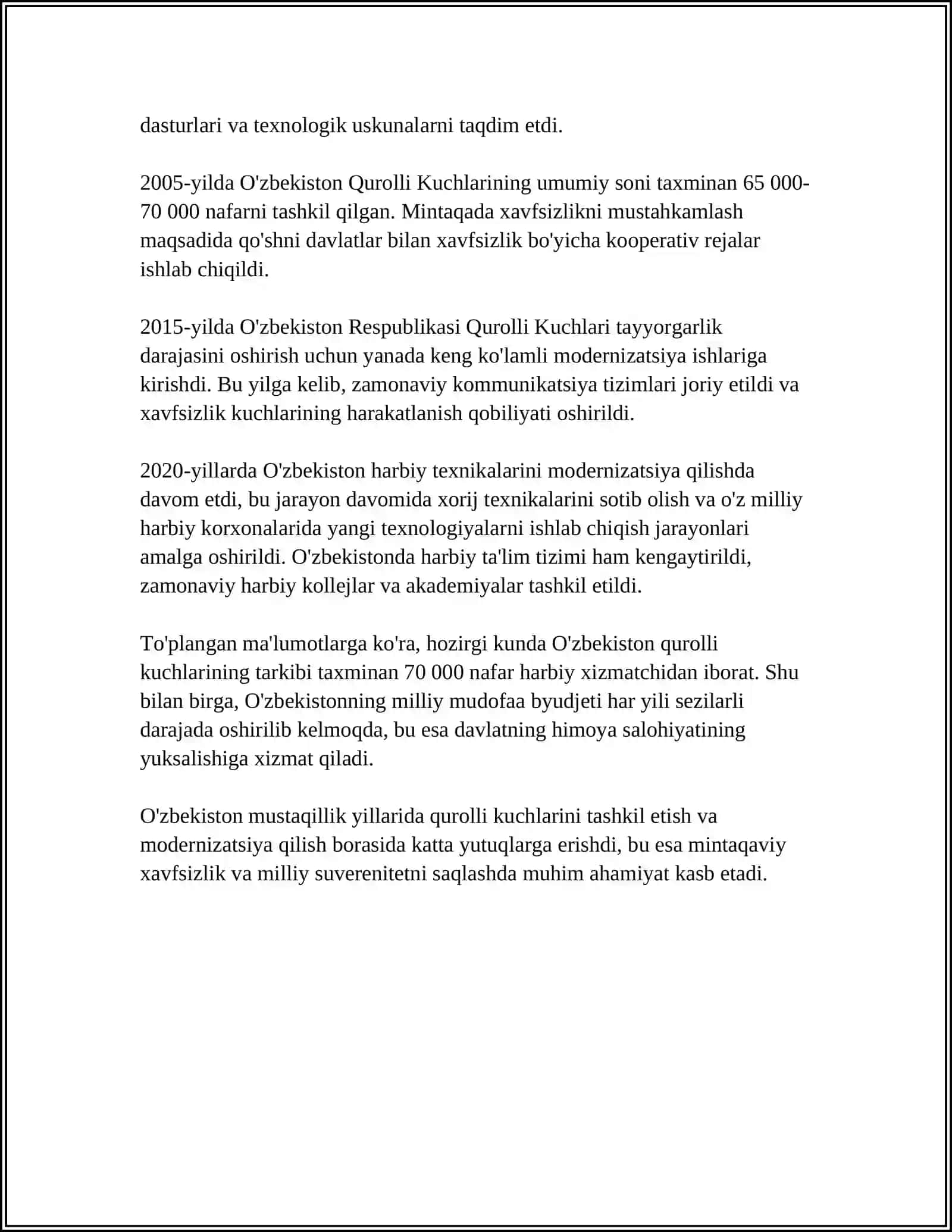 MUSTAQILLIK YILLARI QUROLI KUCHLAR VA ICHKI ISHLAR VA DAVLAT XAVFSIZLIK ISHLARI ISLOHATLARI 4