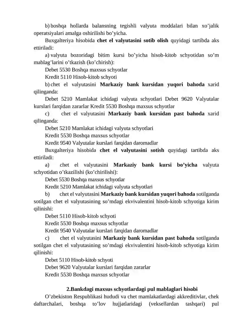 Bankdagi chet el valyutasi va maxsus schyotlardagi pul mablag’lari hisobi 4