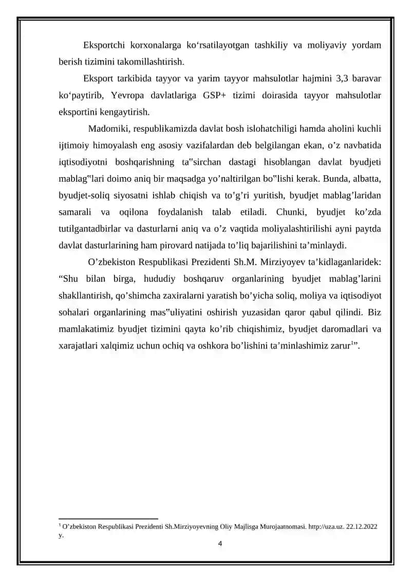Davlat daromadlari va xarajatlarini boshqarish kurs ishi 4