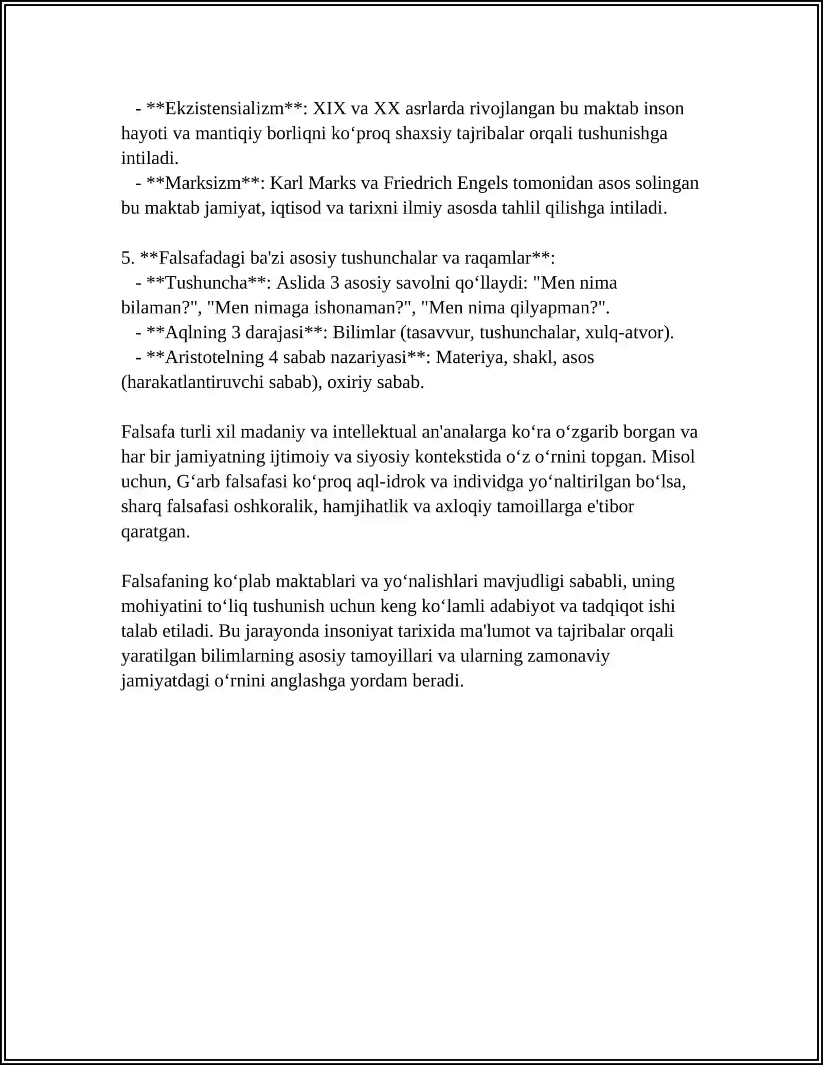 FALSAFANING MOHIYATIGA OID SHARQ VA ĞARB MUTAFFAKKIRLARI TARIFLASH VA ULAR BÒYICHA PREZENTASSIYA TAYYORLASH 4