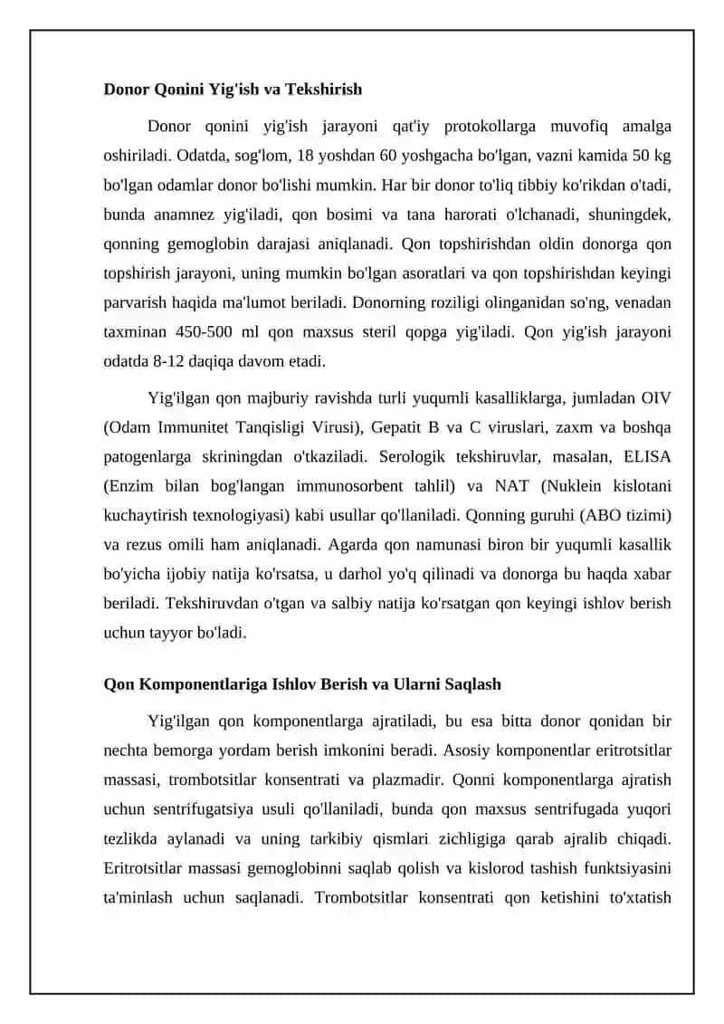 Qon preparatlari va qon komponentlari. Donorlar qoni, uning tarkibiy qismlari 4