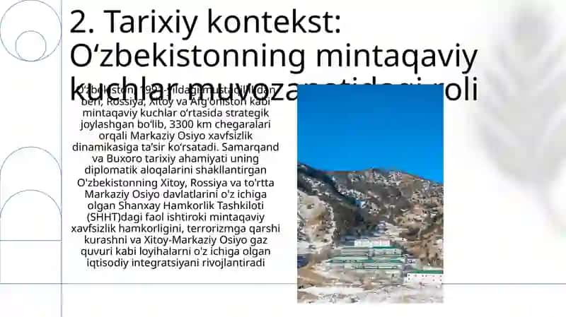 O'zbekistonning Markaziy Osiyoda tinchlik va barqarorlikni ta’minlashdagi o‘rni 4