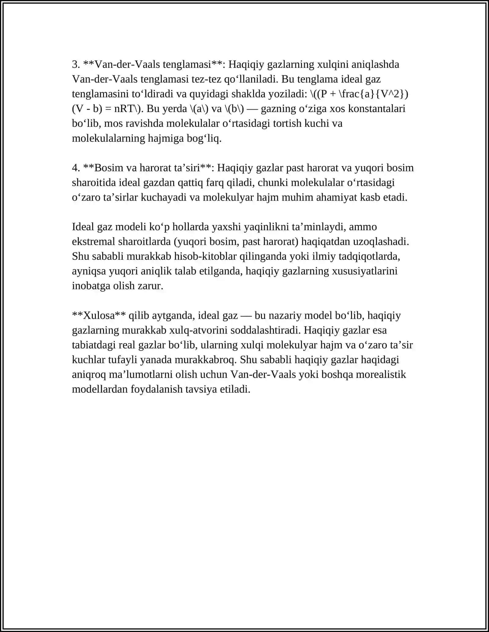 REAL GAZLARNING HUSUSIYATLARI 4