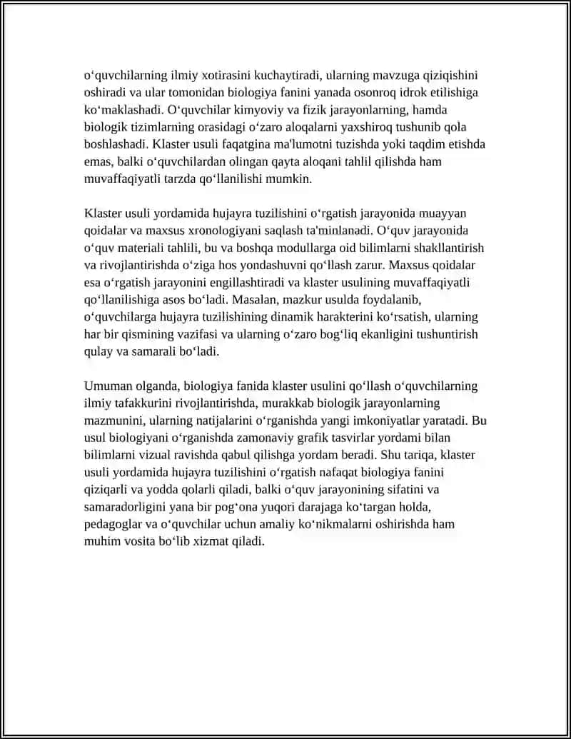 BIOLOGIYA FANIDA KLASTER USULINI QÒLLASH 4