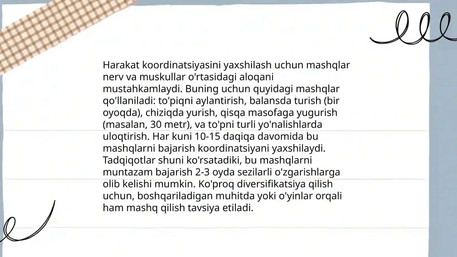 Muvozanatni saqlash mashqlari 4