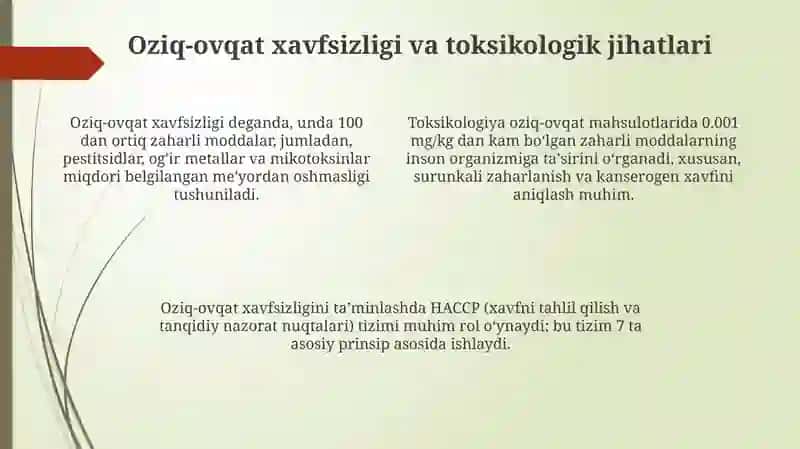 Oziq-ovqat kimyosining oziq-ovqat sanoatida tutgan oʻrni 4