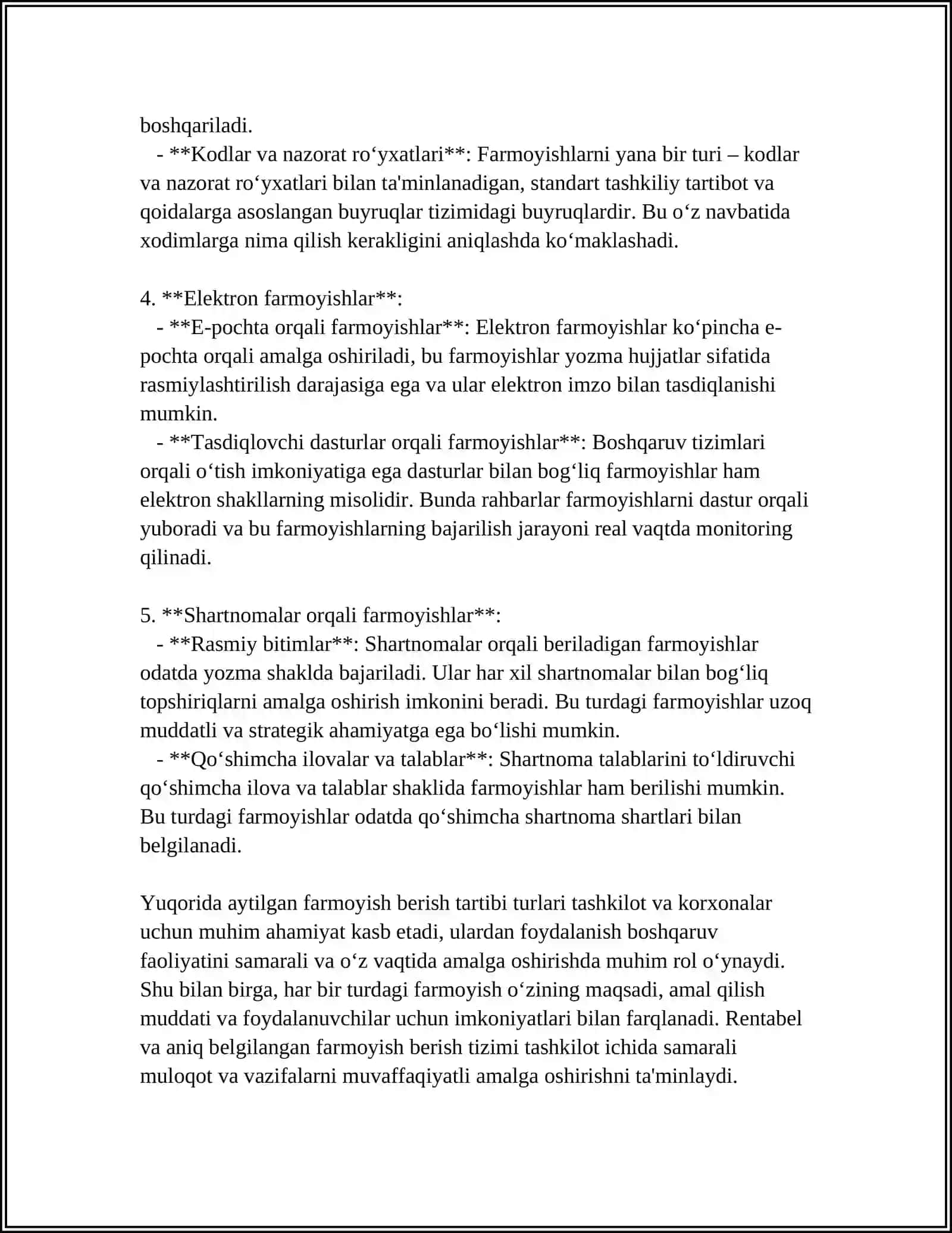 MUSTAQIL ISH Mavzu: FARMOYISH BERISH TARTIBI 4