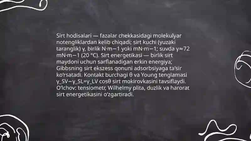 Sirt xodisalari va adsorbsiya 4