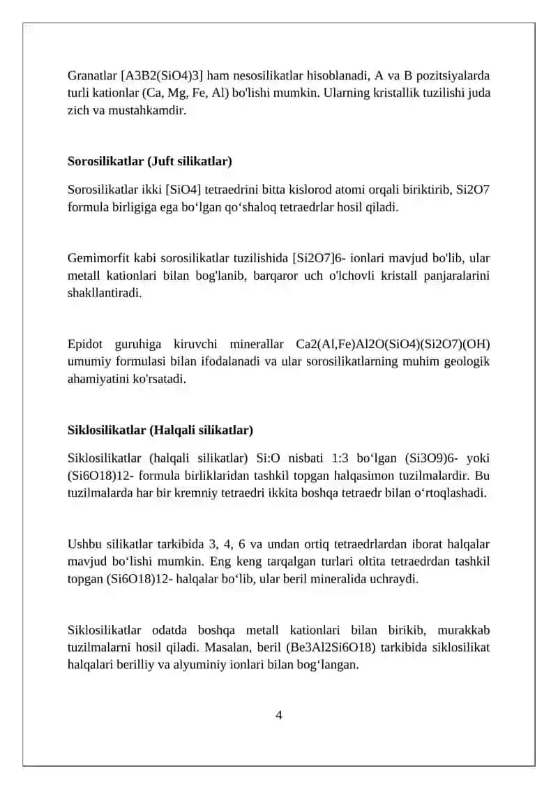 Silikatlar strukturalarining turlari 4