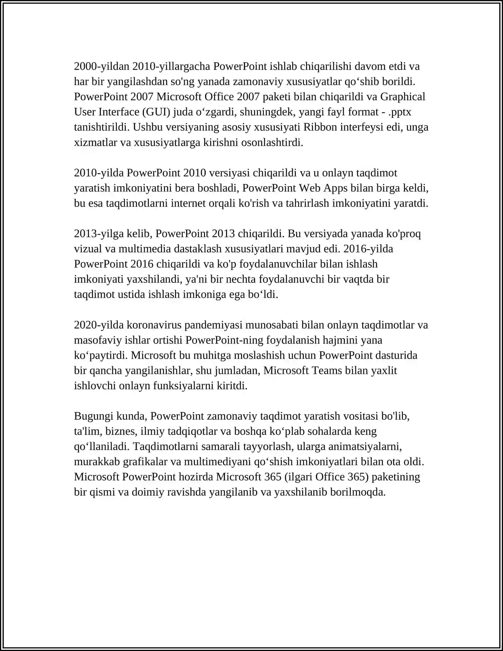 MICROSOFT POVER POINET DASTURI VA UNING IMKONIYATLARI 4