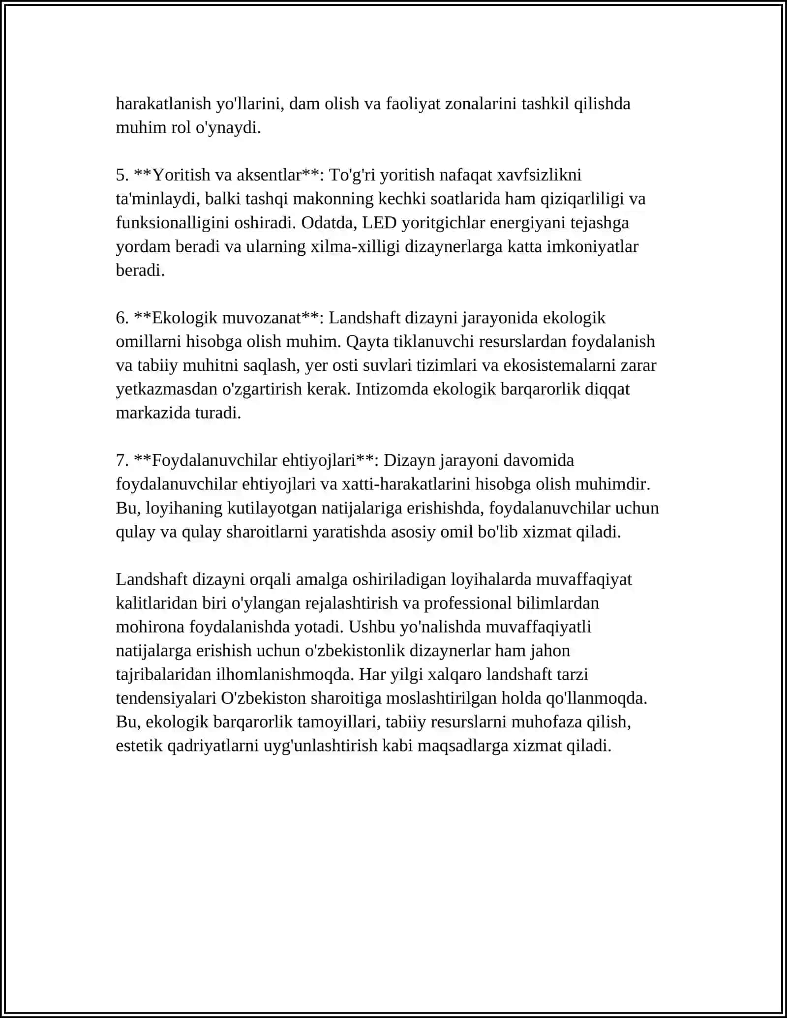UMUMSHAHAR VA QISHLOQ TUMAN MARKAZLARINI LANDSHAFT TASHKILLASHTIRISH 4