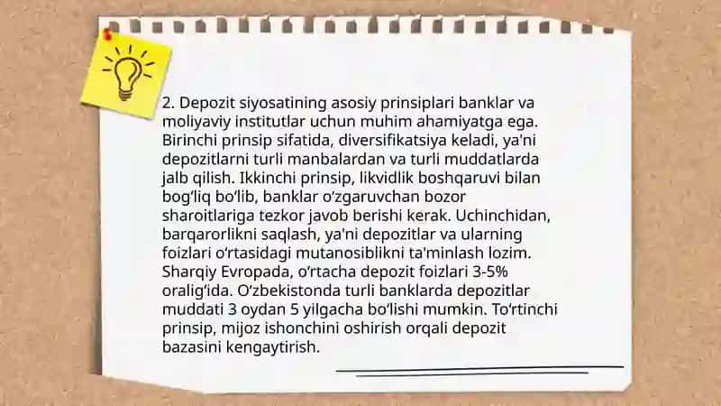 Banklarda deposit operatsiyalarini tashkil etish 4