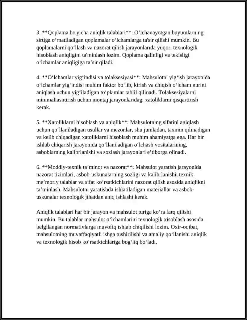O'LCHAMLARNI TEXNOLOGIK HISOBLASH VA ISHLOV BERISHNING ANIQLIGINI HISOBLASH 4