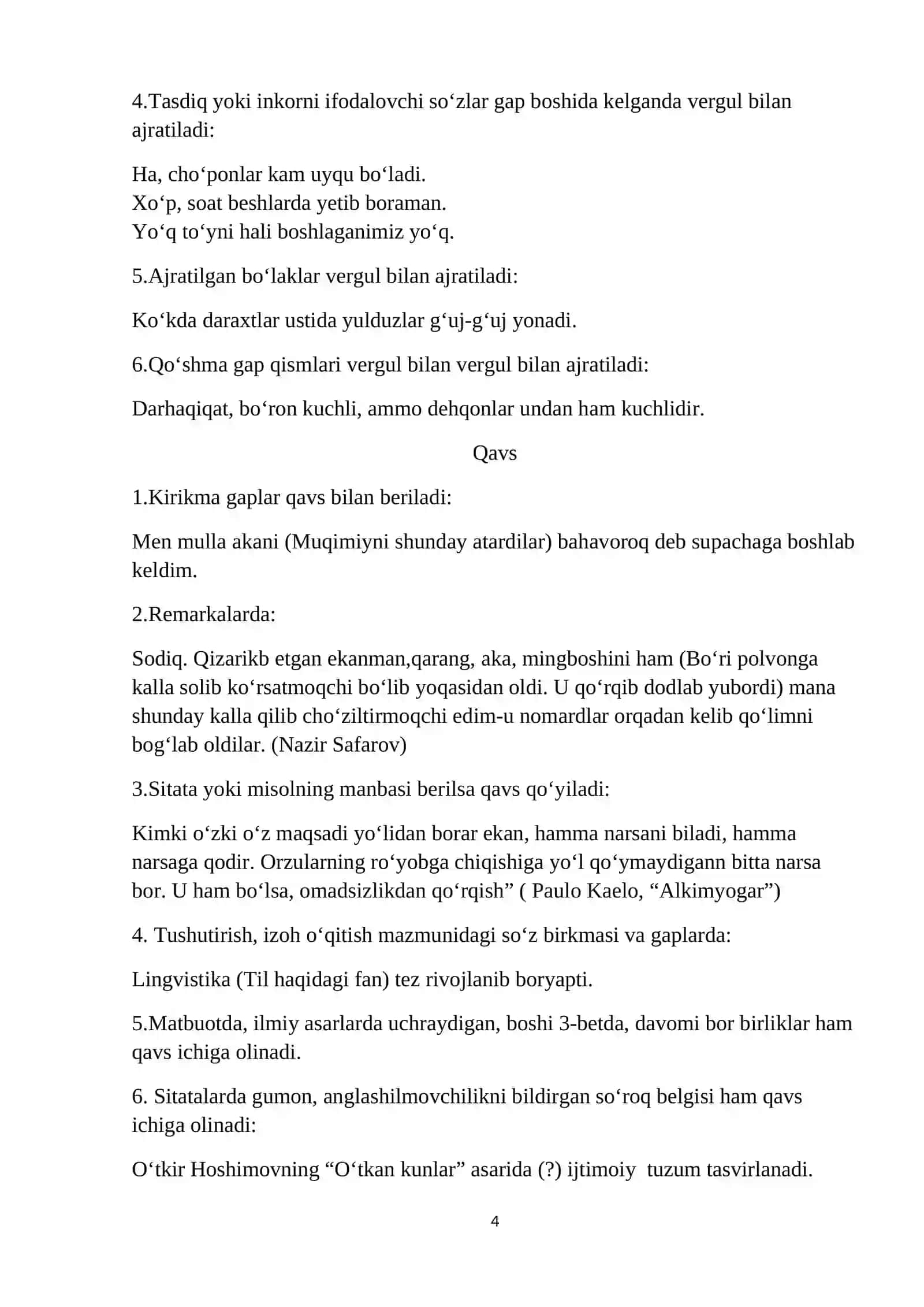 O‘zbek adabiy tilida tinish belgilarining ishlatilishi 4