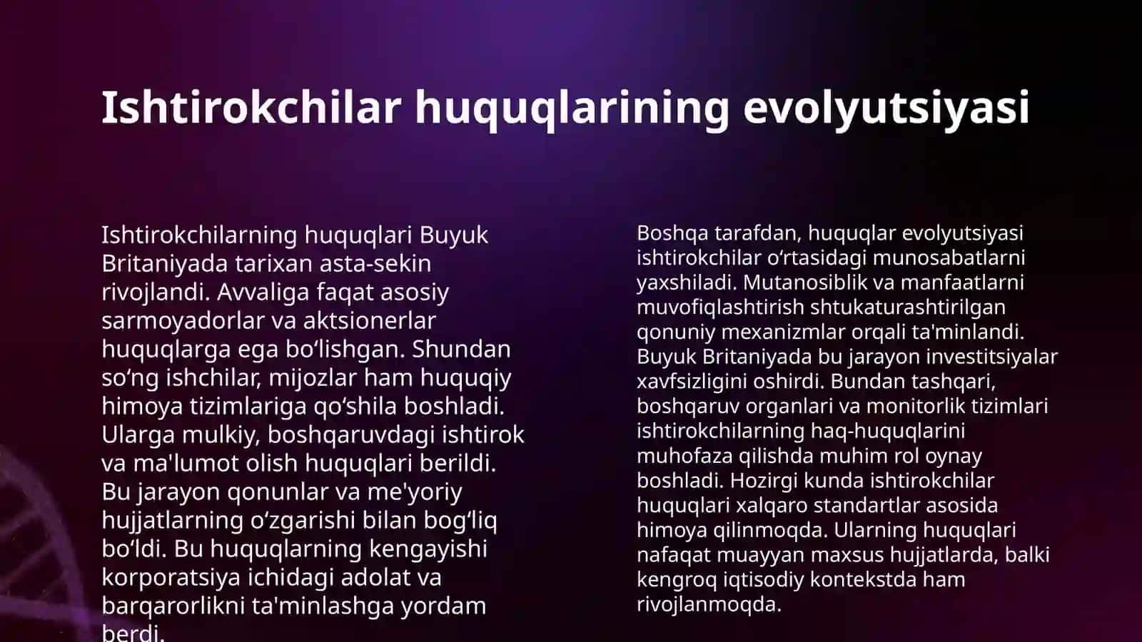 KORPORATSIYA ISHTIROKCHILARINING MANFAATLARINI HIMOYA QILISHDA BUYUK BRITANIYA TAJRIBASI 4