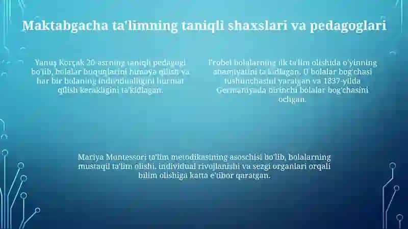 Maktabgacha ta'limning vujudga kelishi va rivojlanish jarayoni 4