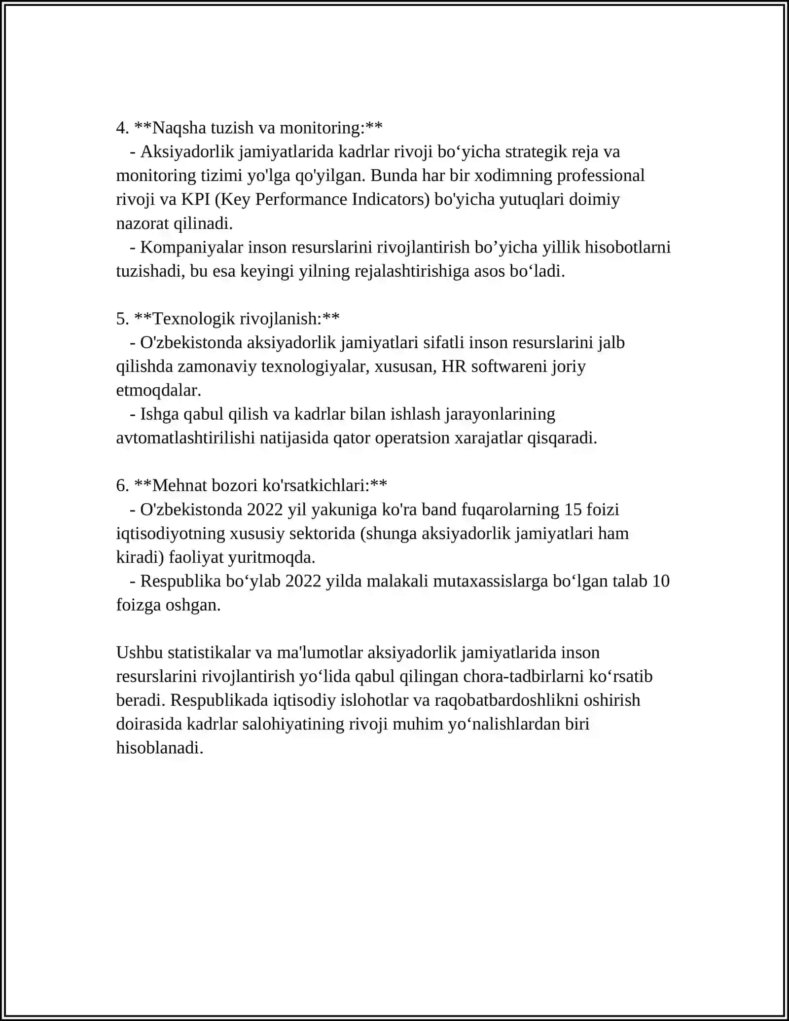 AKTSIYADORLIK JAMIYATLARIDA INSON RESURSLARINI XIZMAT-KASB JIHATIDAN KOʻTARILISHINI BOSHQARISH TIZIMI 4